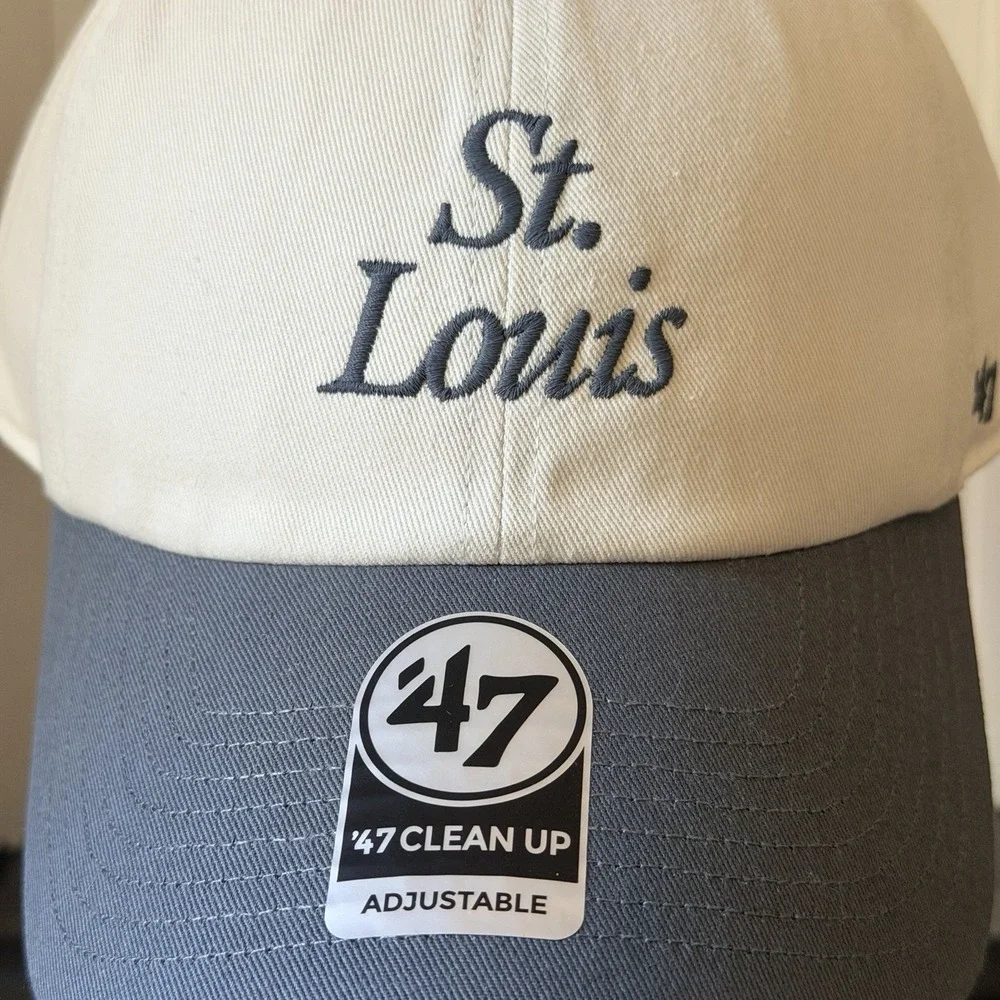 New St. Louis Cardinals Hat Script Cream & Gray '47 Brand Clean Up Adjustable